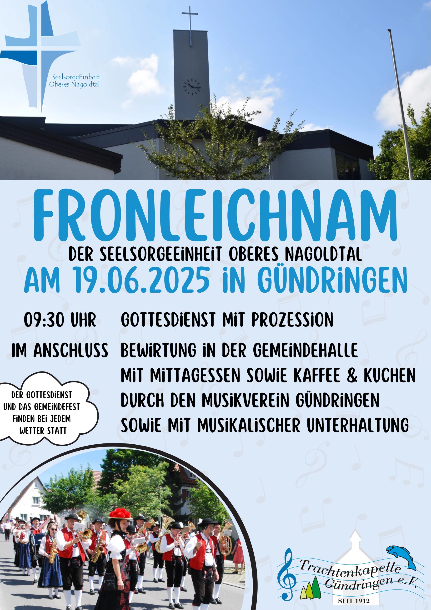 Fronleichnam der SE Oberes Nagoldtal am 19. Juni um 9:30 Uhr in Gündringen