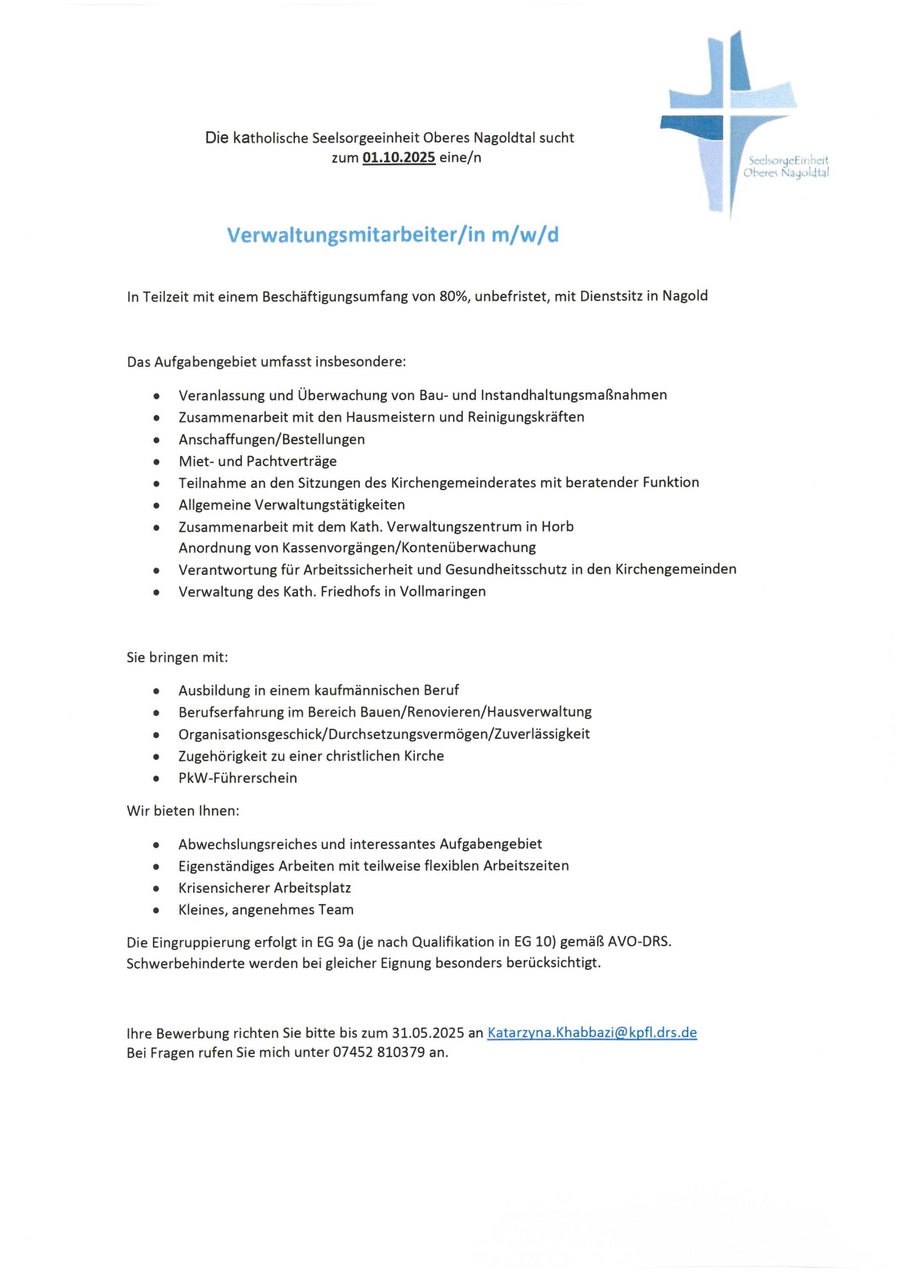 Verwaltungsmitarbeiter/in m/w/d gesucht