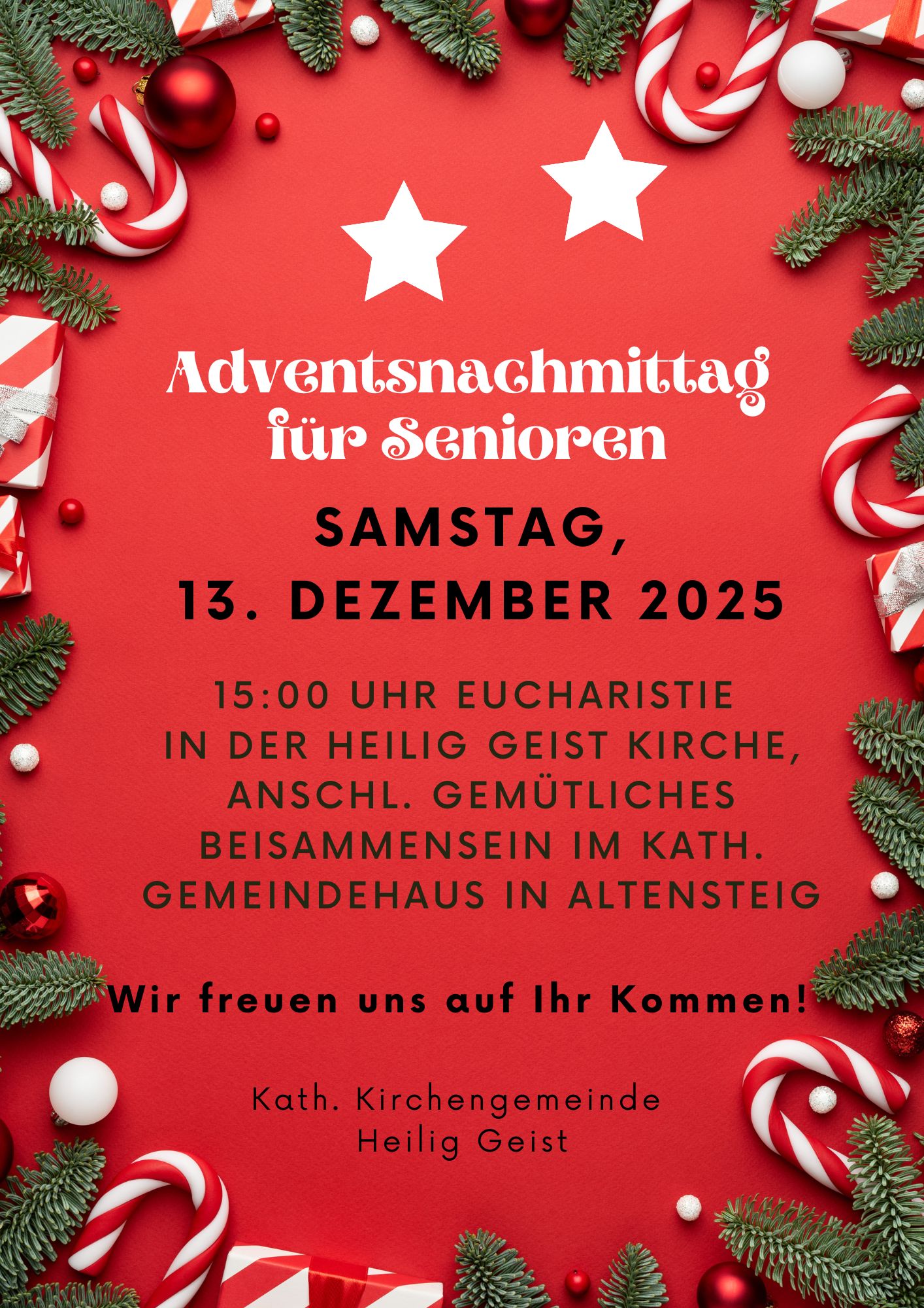 Adventsnachmittag für Seniorinnen und Senioren am 13.12.2025 um 15:00 Uhr in Altensteig