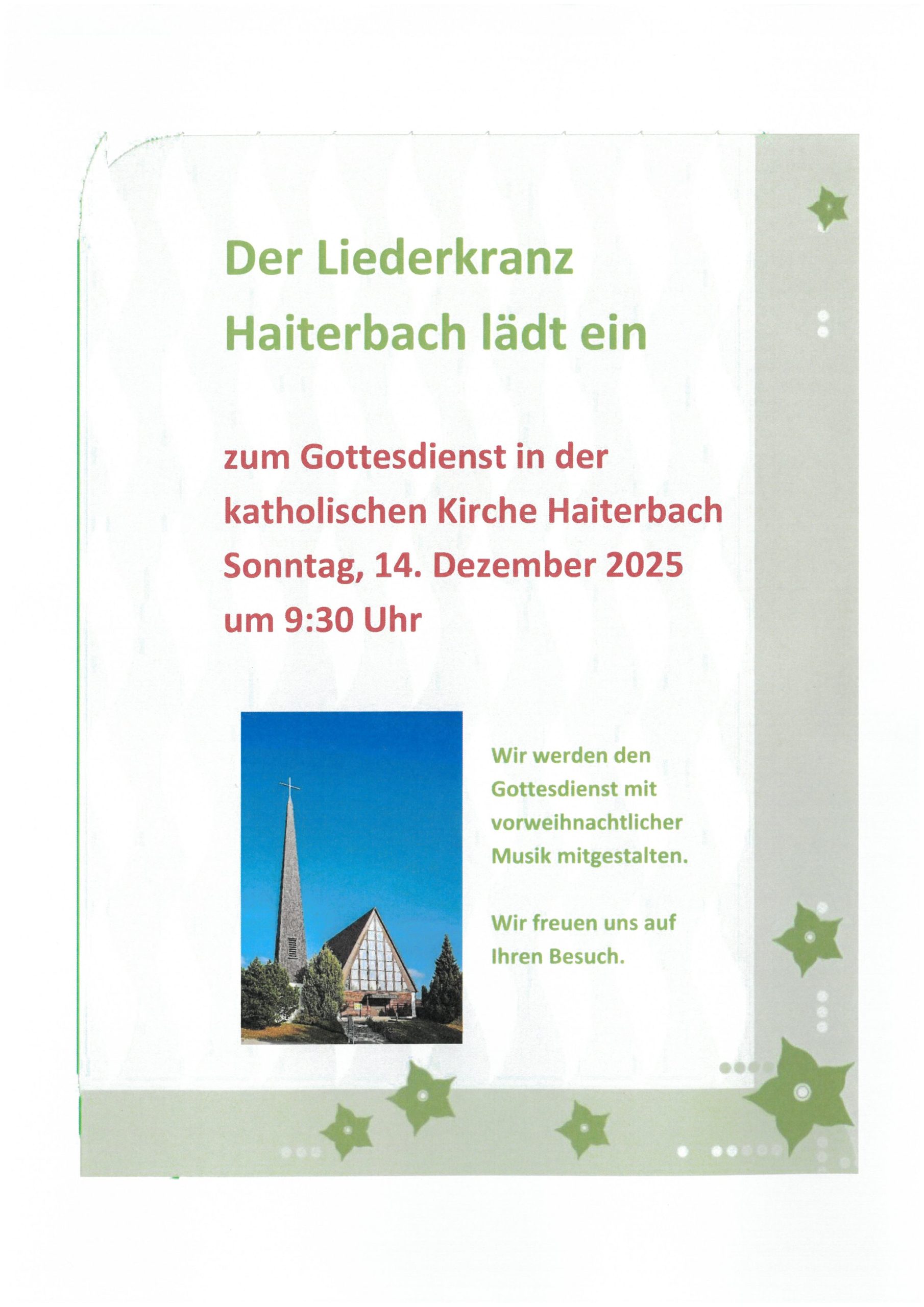 Der Liederkranz Haiterbach lädt ein…